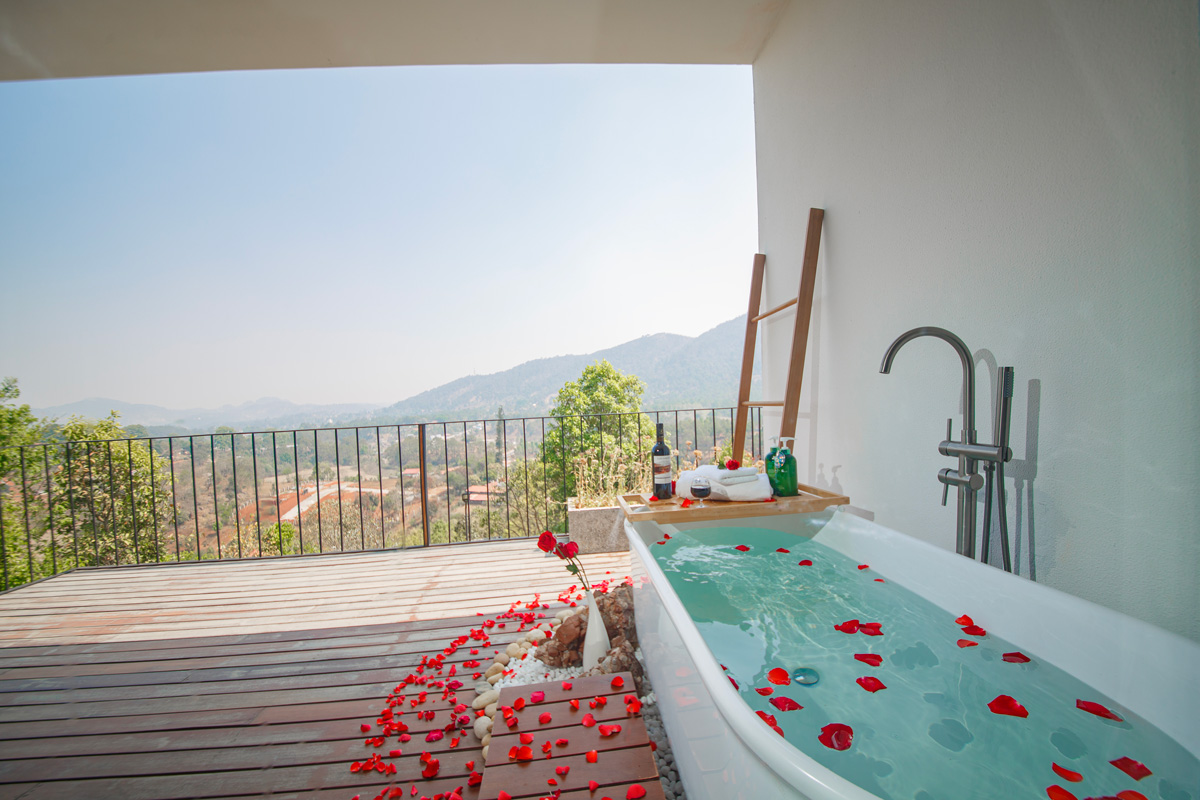 Country Homes - Bathtub on Balcony